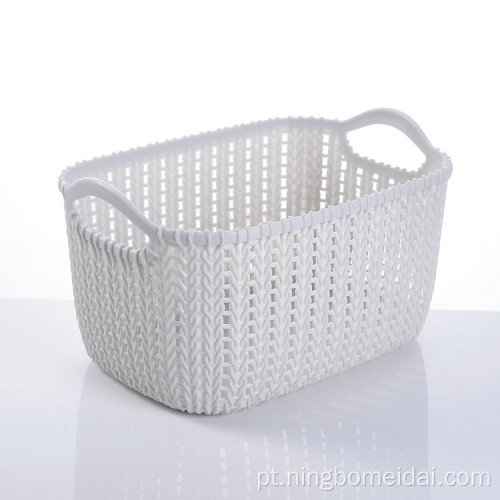 Armazenamento de tecido de rattan plástico organize a cesta com o punho